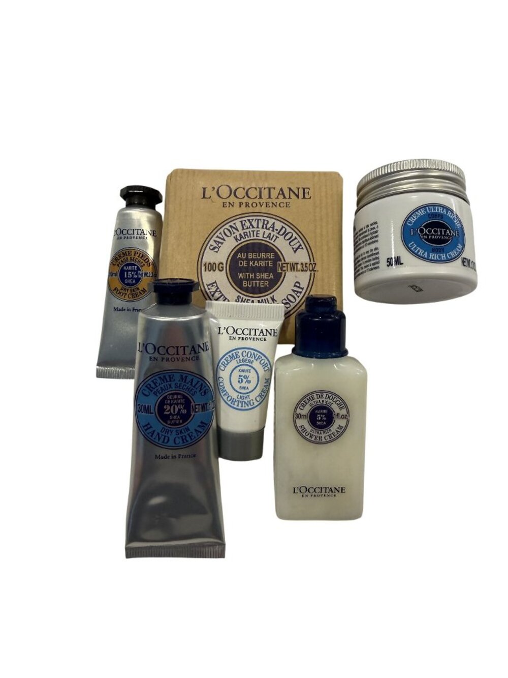 L'Occitane Shea Butter Travel Gift Set Pouch Hand Cream Shower Cream Comforting